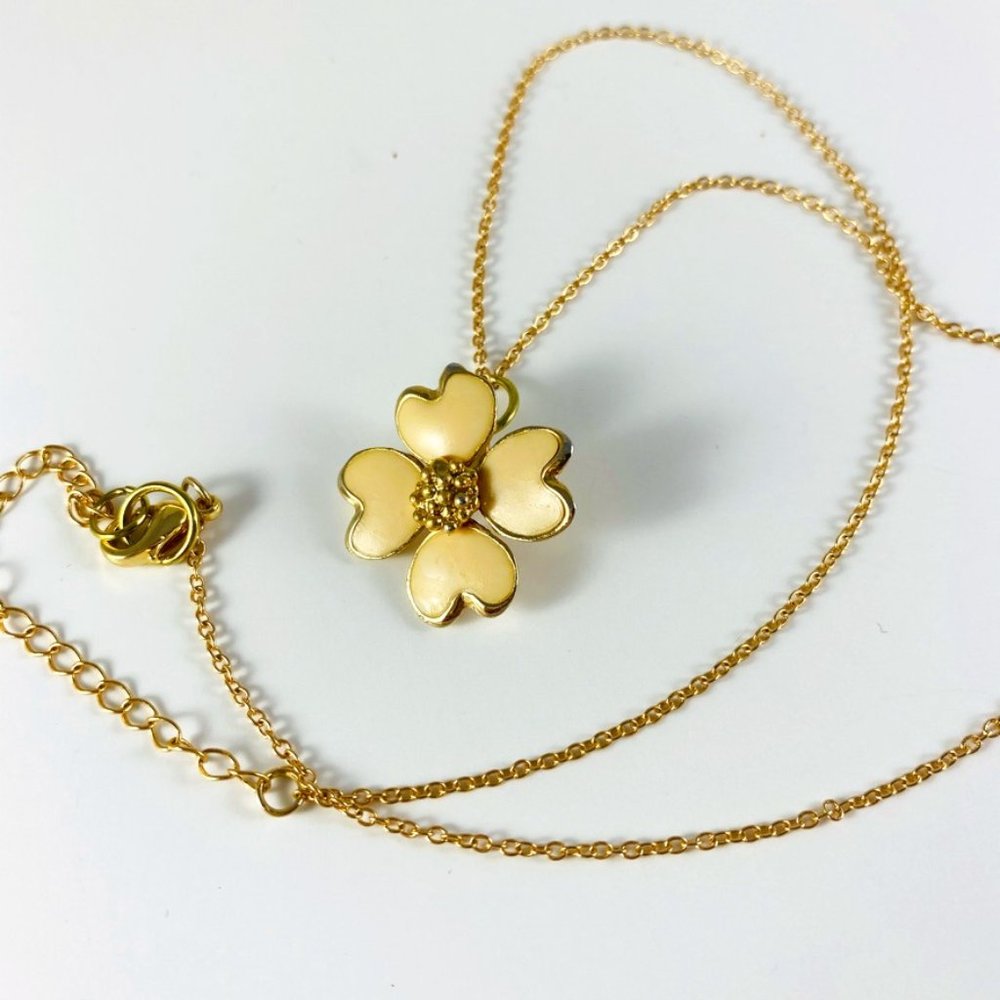 Vintage 4 leaf clover gold-tone and enamel necklace 20"